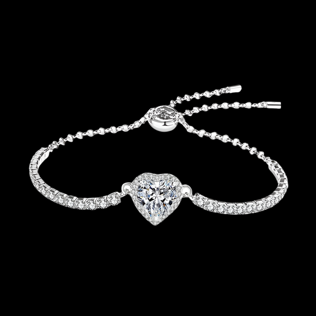 Bracelet coeur en argent sterling Moissanite simple