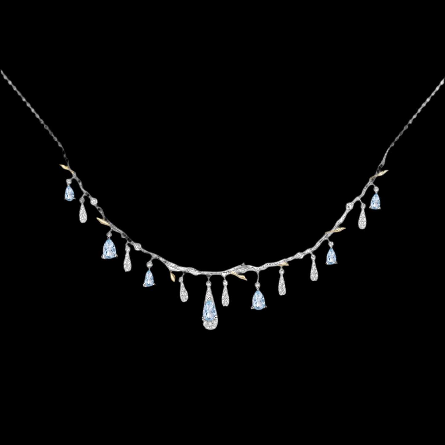 Collier en Argent S925 avec Pendentifs en Pierres Naturelles